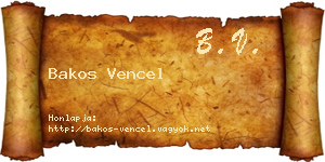 Bakos Vencel névjegykártya